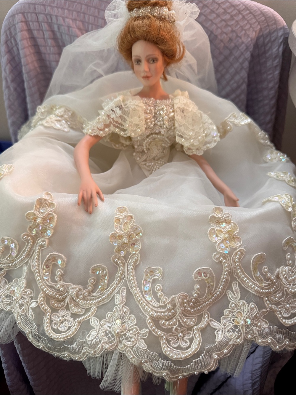 Cindy McClaire Porcelain Bride Doll in Ivory Lace Gown